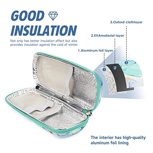 YOUSHARES Pochette Isotherme Insuline -Trousse Isotherme Medicament pour Stylo d'insuline, Seringues, Aiguilles et d'autres Accessoires Medicaux pour Diabétique avec 2 Sac de Glace(Marbre Vert)