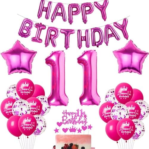 Ballon rose 11 ans anniversaire Hot Pink Ballon d'anniversaire 11 ans rose Ballon 11 ans fille anniversaire Decoration 11 anniversaire Fille 11 ans Party Deco Rose 11 Ans Décorations anniversaire