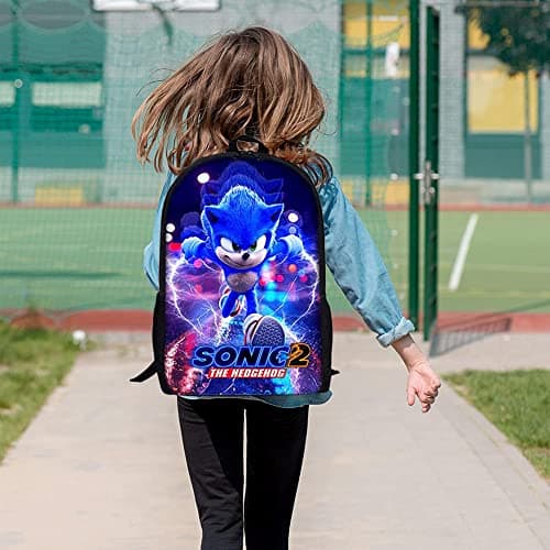 BESTZY Sonic Sacs à Dos pour Enfant, Sonic Hedgehog Sacs Dos Imprimé 3D Cartable Scolaire Garçon Kids Backpacks Animé Sac Accessoire De Mode, Sac À Dos pour Garçons et Filles