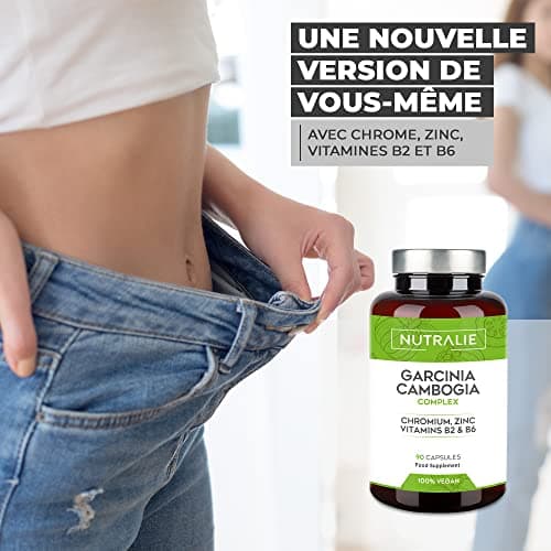 Garcinia Cambogia Extra Fort - 2000mg 60% HCA - 90 Capsules - Effective Puissant Rapide - Chrome + Zinc + B2 + B6 - pour Femmes et Hommes - 90 Capsules Nutralie