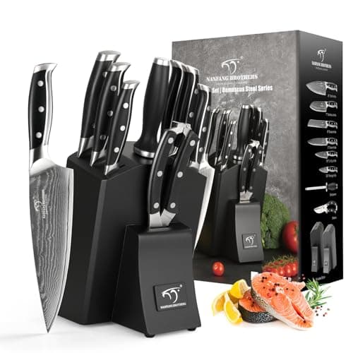 Damas 9 Pièces Set Couteaux de Cuisines Professionnels 67 Couche Acier with Bloc en Bois Noir