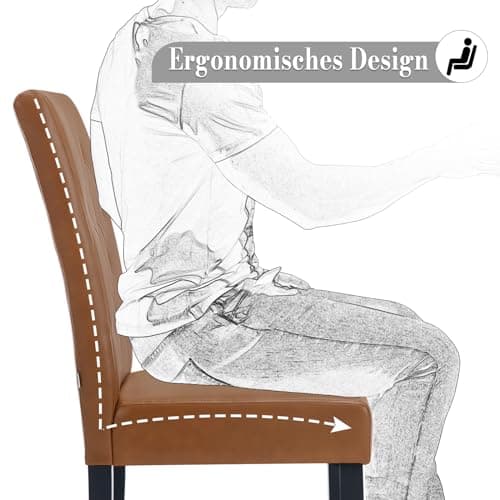 WOLTU Lot de 4 Chaises de Salle à Manger, Chaise de Salon avec Dossier Haut, Chaise de Cuisine Rembourrée, Chaise en Similicuir avec Pieds en Bois Massif, Marron, EZS20br-4