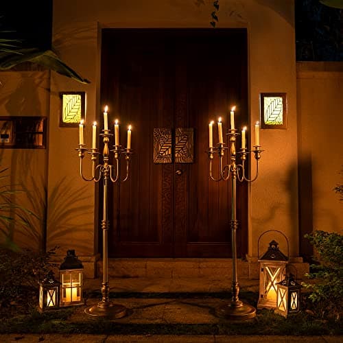 Sziqiqi 124cm Or Bougeoir Chandelier en Métal Lot de 2, Candélabre à 5 Bras Porte-Bougeoir Antique Décor Centre de Table pour Fête Mariage