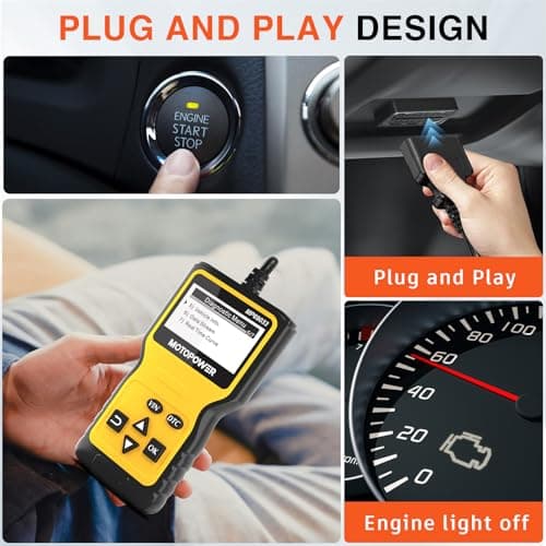 MOTOPOWER MP69033 OBD2 Scanner Universel Lecteur de Code d'erreur de Moteur, Outil de Diagnostic Can pour Tous Les protocoles OBD II Voitures Depuis 1996, jaune