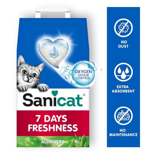 Sanicat - Litière Classic parfum Aloe Vera, Contrôle des odeurs pendant 7 jours, Absorption rapide, Produit de haute qualité pour l’hygiène de votre animal, Format : 4 L