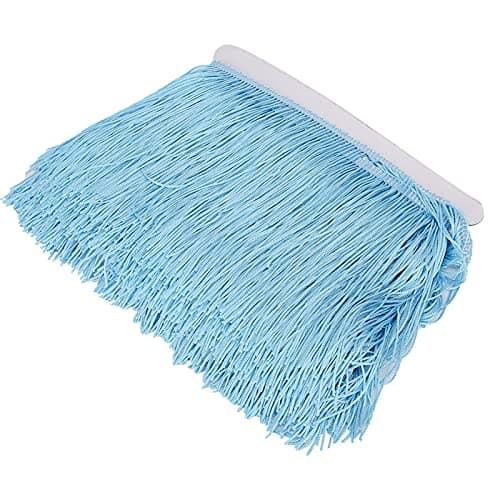 Gland à franges de 14 cm de long, garniture de franges de couture de robe latine, garniture de franges de rideau à pompons larges pour l'artisanat de couture (Bleu ciel)