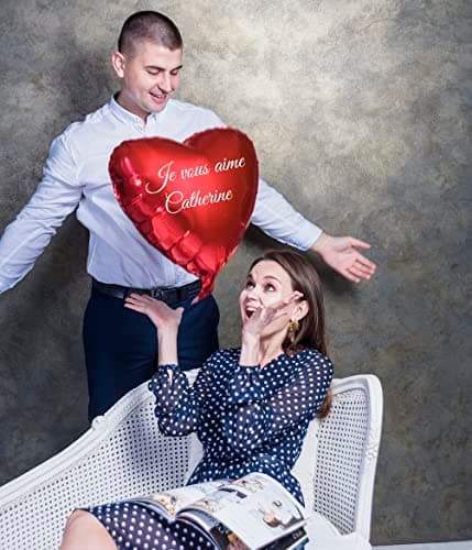 Ballon avec votre inscription en forme de coeur Ballon avec n'importe quel texte Cadeau personnalisé pour l'anniversaire de la Saint-Valentin Anniversaire pour l'hélium ou l'air (coeur) (Cœur)