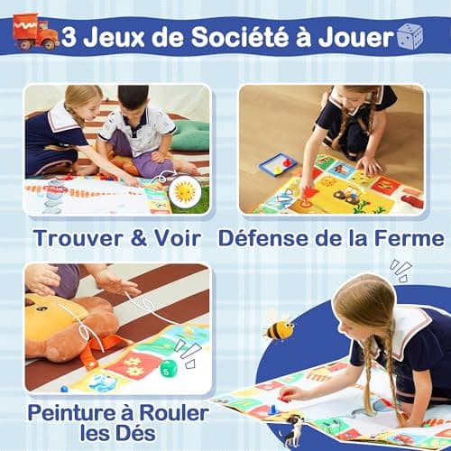 YPLUS Tapis Dessin Eau - Tapis Magique Coloriage pour Bébé de 1 An, Idéal pour le Coloriage et le Jeu - Peinture Magique à l'Eau - Ferme