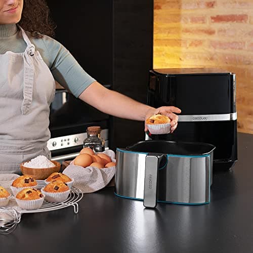 Cecotec Friteuse sans Huile 5,5 L Cecofry Full Inox 5500 Pro Accessoires. 1600 W, Diététique, Numérique, Finitions en Acier inoxydable, Technologie PerfectCook, Comprend des accessoires