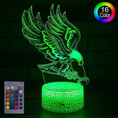 Illusion Optique 3D Aigle Nuit Lampe 16 Couleurs Changeantes Puissance USB Télécommande Contact Switch Lampe Décorative LED Lampe de Table Anniversaire Noël Cadeau Enfants Jouets