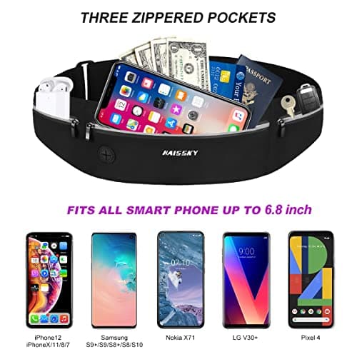 HAISSKY Ceinture de Course Sacs Bananes de Sport,Etanche Running Belt, Porte Téléphone Sport Léger pour Entraînements de Gym, Jogging, Voyages et Activités en Extérieur