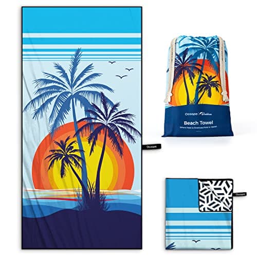 OCOOPA Serviette de Plage en Microfibre Ultralégère, Séchage Rapide, Couverture de Plage Absorbante, Serviette de Bain Douce et Facile à Entretenir pour Le Fitness, Voyages, Plage, Natation, 160x80cm