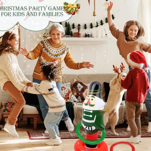 Jeu de Lancer Gonflable, Jeu de Lancer d'anneaux de Noël, avec 2 Anneaux de Lancer pour Vitesse et Agilité Jeux de Pratique, Jeux de Noël Fêtes, Carnaval, Jardin, Jeux de Plein Air