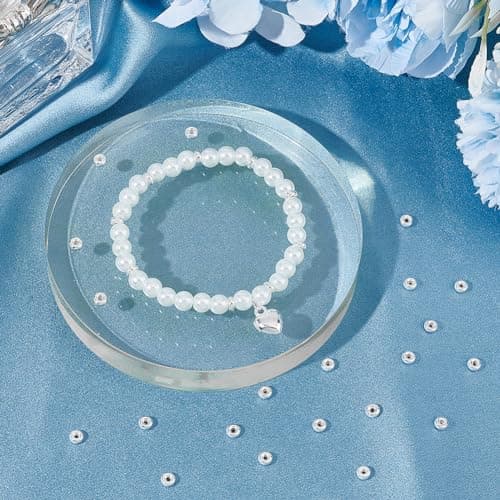 Beebeecraft 1 boîte de 30 Perles D'Espacement Rondes Plates de 4.5 mm en Argent Sterling avec Disque Lisse à Sertir pour la Fabrication de Bijoux, Bracelets, Colliers, Trou de 1.5 mm