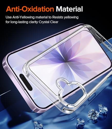 ivoler Clair Coque pour iPhone 17, avec 2 Pièces Verre Trempé, Anti-Jaunissement Protection Militaire Étui de Mince Bumper Housse - Transparente