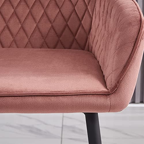 JYMTOM Lot de 4 Chaises Salle à Manger Roses Scandinaves, Chaises de Salon en Velours avec Dossier et Accoudoirs, Siège Rembourés, pour Salle à Manger, Bureau, Cuisine, Salon (4, Rose)