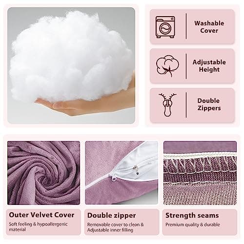 Chilling Home Coussin de Grossesse,Coussin Allaitement en Forme de U en Velours Amovibl, Coussins de Maternité et Corps pour Dormir,Violet