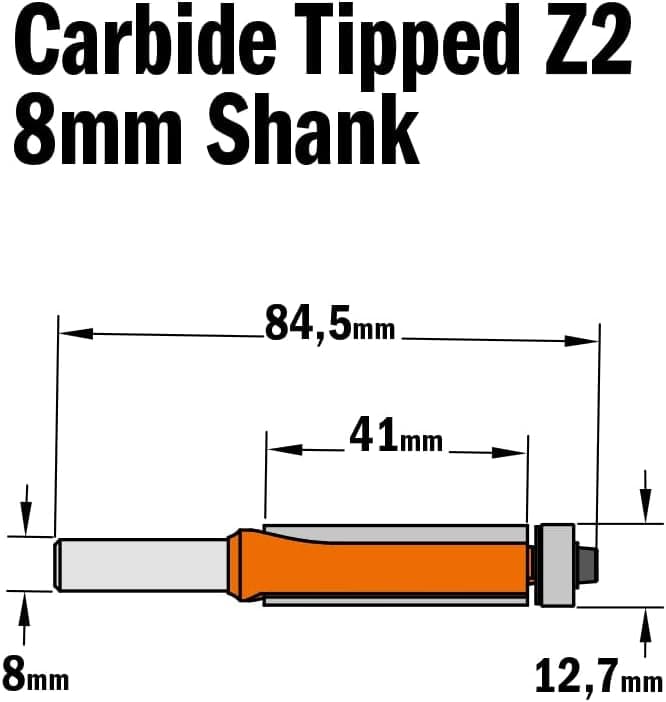 CMT Orange Tools 906.129.11 Fraise à Affleurer HW Z2 S=8 D=12.7x40x84 DR