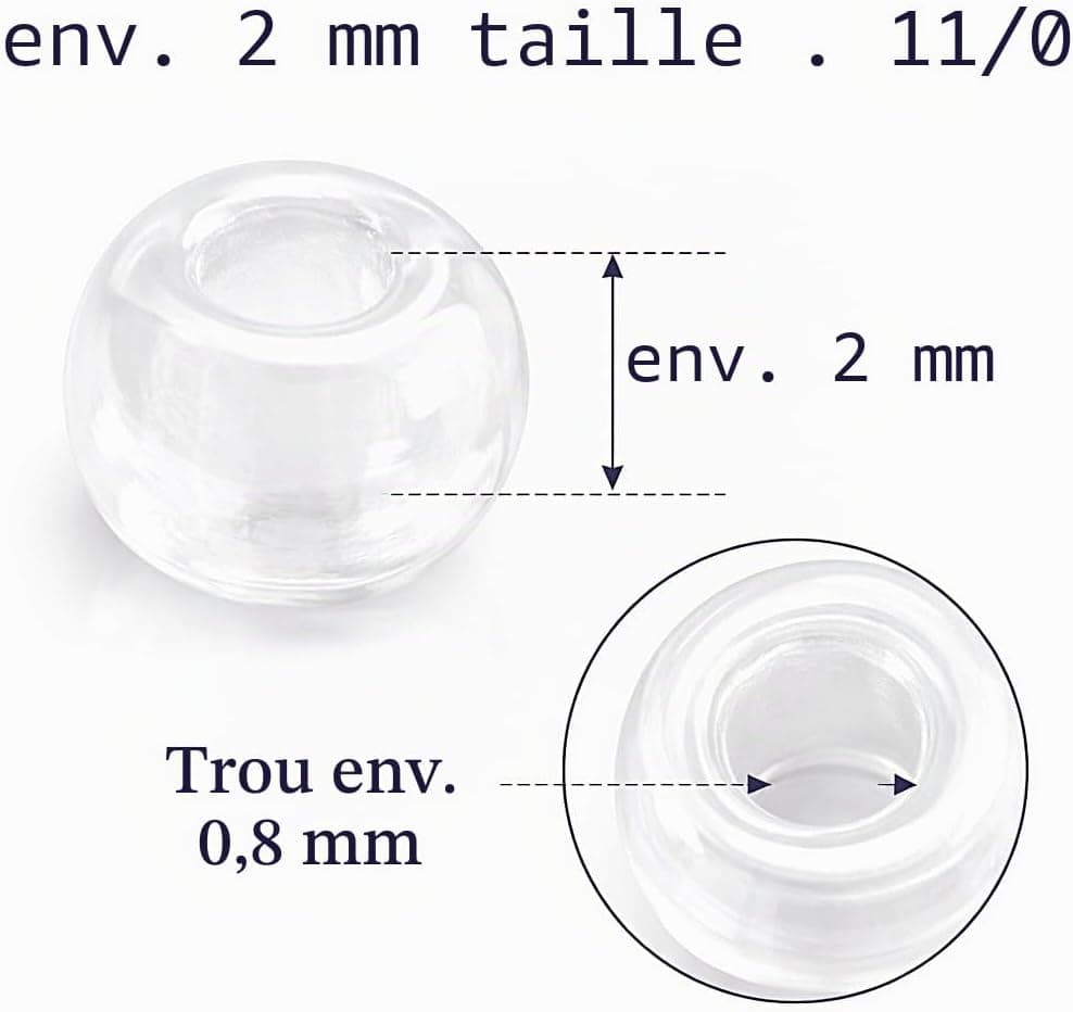 Lot de 6500 perles de rocaille en verre transparent de 2 mm - Couleur arc-en-ciel - 11/0 - Perles poney - Mini perles rondes transparentes (bleu clair AB)