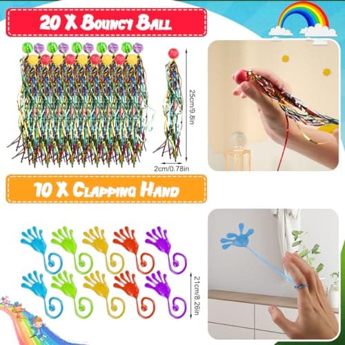 WDJLNZB Cadeaux Anniversaire Invités Enfant, Petit Jouet Anniversaire Invites, Pinata Remplissage Jouets Assortiment Ressort Jouet Mains Collantes Balles Rebondissantes Toupie Cube Magique