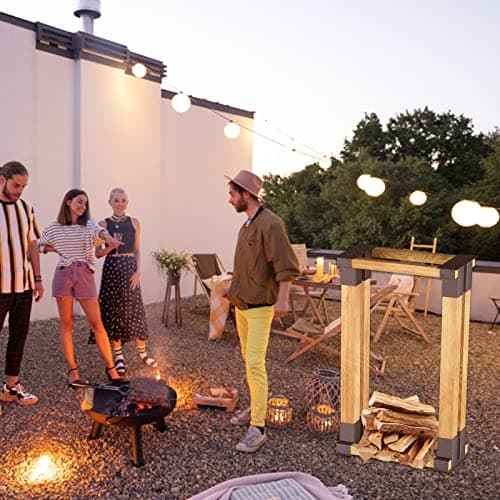 NAIZY Porte-bûches à Bois de Chauffage Range Bûches Extérieur Support D'empilage Robuste en Bois Galvanisé à Chaud pour l'intérieur et l'extérieur (Lot de 4)