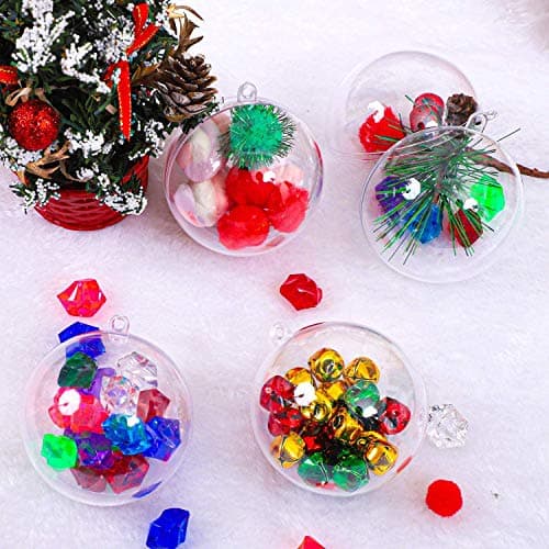 SUNSK Boules de Noël Transparente à Remplir 5cm Boule de Décoration en Plastique pour Décoration de Noël Fête Mariage Anniversaire 20 pièces