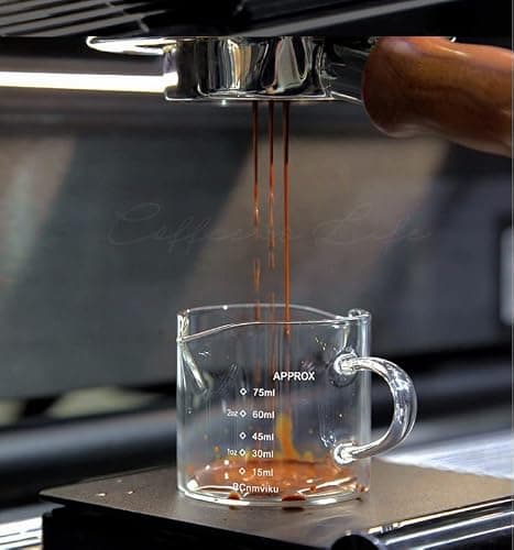 SIQITECH 75ml Tasse à Café Expresso en Verre avec Double Bouche Tasse à Café Résistante à la Chaleur Tasse à Mesureur Transparent Graduée Tasse à Lait avec Poignée pour Café Boisson Cocktail Vin