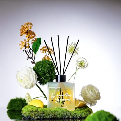 Aroma Naturals Diffuseur de roseaux 100 ML, Parfum d'intérieur Longue durée, Diffuseurs de roseaux Coffret Cadeau pour Femme, Fleur d'Osmanthus
