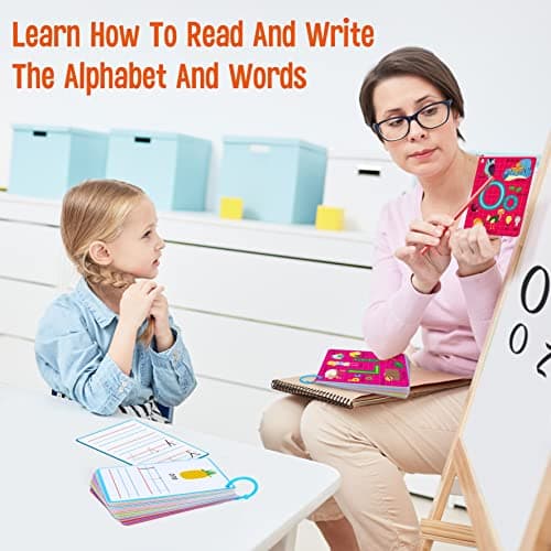 31 Cartes Flash de l'alphabet, Impression Recto Verso Lettres effaçables à Sec Mots à Vue et Cartes d'apprentissage des Chiffres Cartes de Pratique de traçage des Lettres pour l'école Maternelle