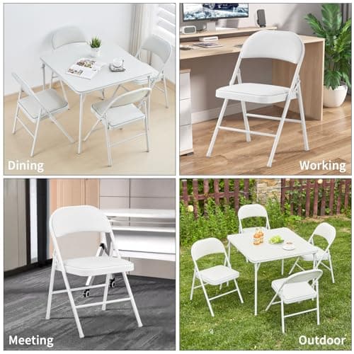 KAIHAOWIN Lot de 2 Chaise Pliantes Rembourrées, Chaises Pliantes avec Dossier et Sièges Rembourrés pour Les Réunions de Restauration événements de Mariage, Blanc