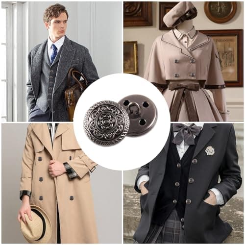 MytaYt 12 Pièces 23MM Métal Boutons Mercerie Metal Retro Boutons Ronds Boutons Manteau Bouton Noir Couture Boutons pour Les Hommes Femmes Blazer, Uniforme, Chemise, Veste, Bricolage Artisanat