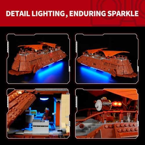 BRIKSMAX Kit d'éclairage 2.0 pour bateau à voile Lego Jabba - Éclairage LED innovant compatible avec Lego Star Wars 75397 - Kit Lego non inclus