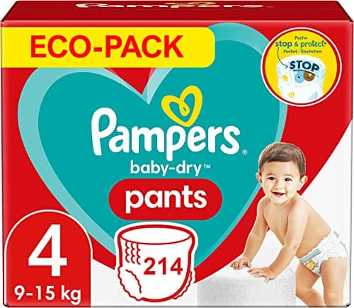 PAMPERS PANTS TAILLE 4 214 COUCHES BABY-DRY COUCHES-CULOTTES (9-15 KG)
