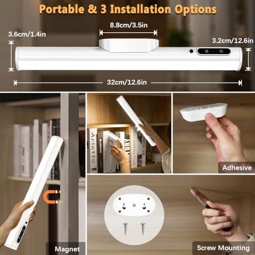 bravzurg Reglette LED Cuisine Rechargeable USB, 4000mAh Lampe Murale Sans Fil, Barre Eclairage Tableau Magnetique avec Télécommande, Lumiere a Pile pour Placard, Interieur, Vitrine, Armoire, Meuble