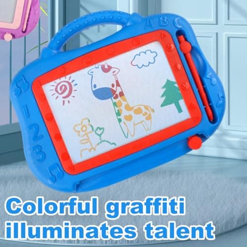 WMUVAZA Ardoise Magique Enfant, Ardoise Magique Effaçable et Colorée avec Stylo Magnétique, Tablette à Dessin Magnétique pour Enfants, Jouet Éducatif pour Garcon Fille, Bleu