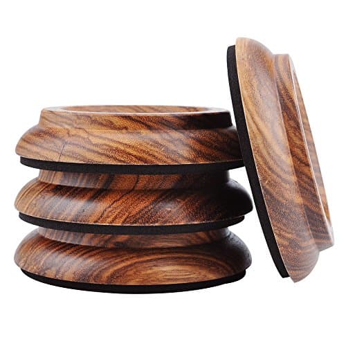 KingPoint Lot de 4 coupelles en bois dur - Tampons de protection pour pieds de meuble Bois de zèbre.