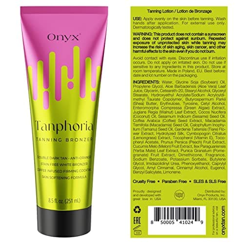 Onyx Tanphoria Lotion Accélératrice de Bronzage | Bronzage Ultra-Foncé et Uniforme | Améliore la Profondeur de la Couleur Après Chaque Séance | Favorise un Teint Doré et Éclatant Toute l'Année