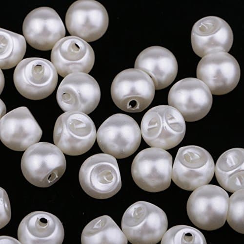 Dailymall Lot de 50 boutons en perles blanches pour robes de mariée 10 mm, 12 mm, 12 mm, 10 mm, 12 mm