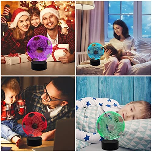 AIRUEEK Foot Veilleuse Enfant, 3d Led Football Lampe De Chevet Enfant 16 Couleurs Changeantes Avec Télécommande, Decoration Chambre Anniversaire Surprise Cadeau Garcon 7.8.9.10-12 Ans