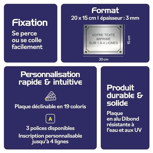 Plaque de rue décorative en aluminium Personnalisée pour intérieur et extérieur 20x15cm Alu Brossé