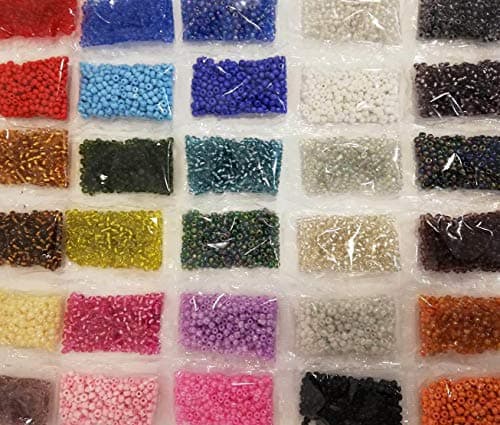 Lot de 8 000 perles de rocaille rondes en verre 600 g 4 mm 30 couleurs NO6 Perles de rocaille Z21