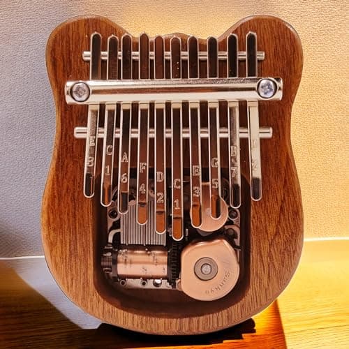 HUIOP Kalimba Mini Piano à Pouce 10 Touches Instrument de Musique Portable Dessin Animé Mignon Kalimba Piano à Pouce Boîte à Musique Cadeau pour Débutants Adultes Intéressant Fête Voyage Sapele Bois P