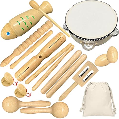Instruments de Musique en Bois pour Tout-Petits & Bebe, Ulifeme Enfant Instrument de Musique Enfant 3-6 Ans, Petit Instrument de Musique en Bois Set Instrument Musique Enfant Kit Instrument de Musique