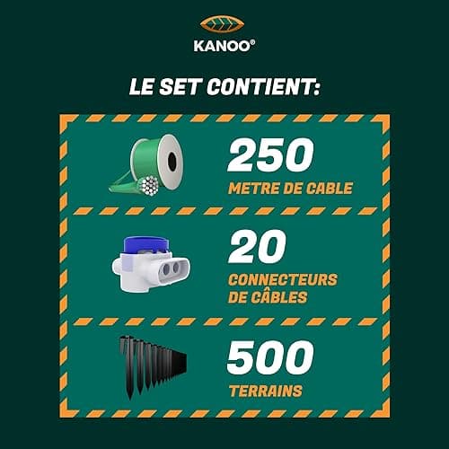 kanoo® Kit d'installation avec câble Robot Tondeuse + Piquet de Fixation pour Jardin + connecteurs de câble | pour Installation du câble de délimitation Robot Tondeuse dans Un Jardin