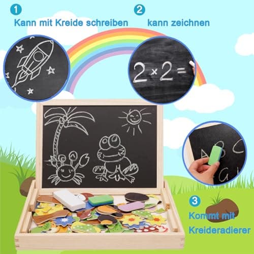 EACHHAHA Puzzle Magnétique en Bois 100 Pièces, Puzzle Dessin Animal,Jouets éducatifs à Motifs, Motifs Riches, Combinaison Libre, Développer l'imagination, pour Les Enfants de 3 4 5 Ans