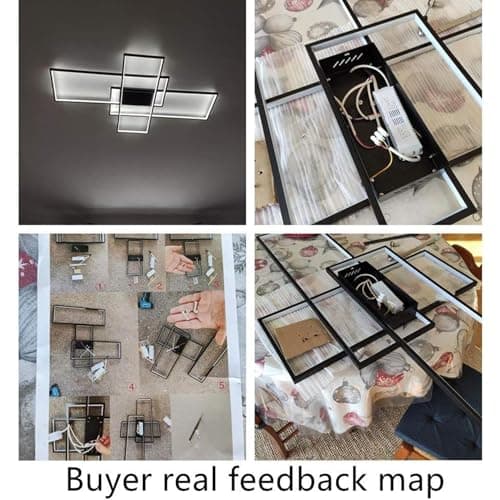 Luminaire Plafonnier LED Dimmable Salon Lustre 3000K-6000K, Avec Télécommande Moderne Plafond Rectangulaire Design 65W Applicable à Salon, Cuisine, Chambre (White, 105cm)