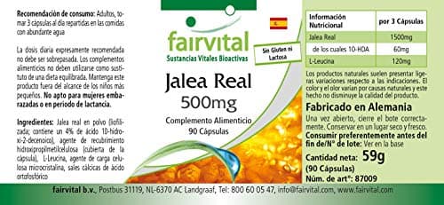 Fairvital | Gelée royale - Extrait hautement dosé - 90 gélules - normalisé à 4% 10 DHA