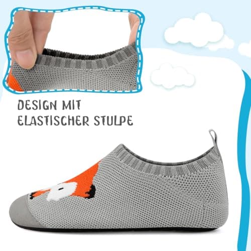 Kyopp Garcon Chaussettes Chaussures Fille Respirant Chaussons Antidérapante Chaussons Bébé Enfant Mixte Enfant(Renard 26/27EU)