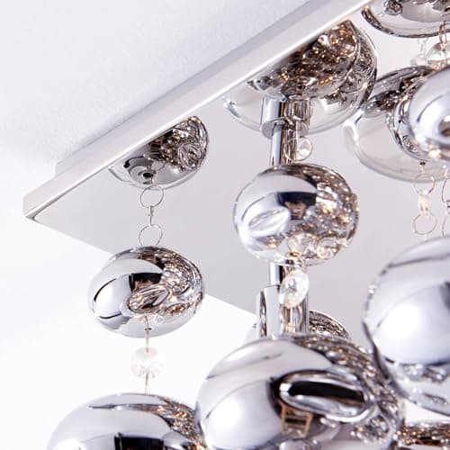 Lindby Suspension Esfera à intensité variable (Moderne) en Argent Métal e. a. pour Salon & Salle manger (à 4 lampes, G9) Luminaire Lampe Plafond Plafonnier