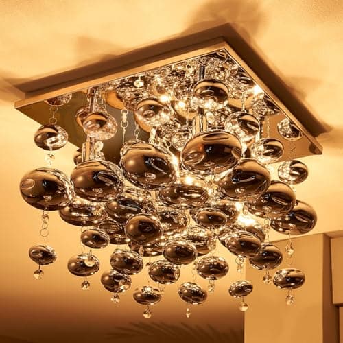 Lindby Suspension Esfera à intensité variable (Moderne) en Argent Métal e. a. pour Salon & Salle manger (à 4 lampes, G9) Luminaire Lampe Plafond Plafonnier
